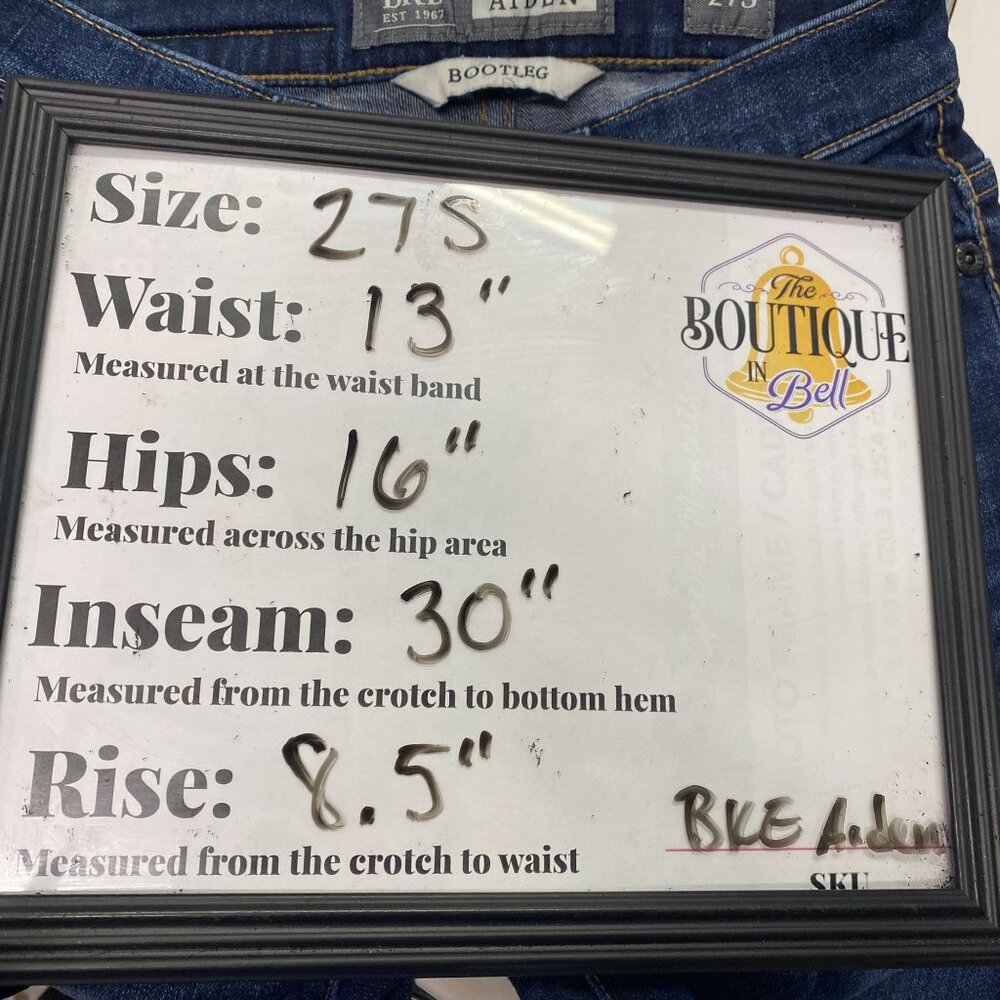 BKE Aiden Mens 27S Bootleg Jeans Dark Wash Denim Whiskered 30" Inseam Mid Rise - Picture 15 of 16